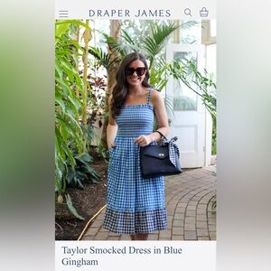 Draper James Taylor Smocked Dress in Blue Gingham
